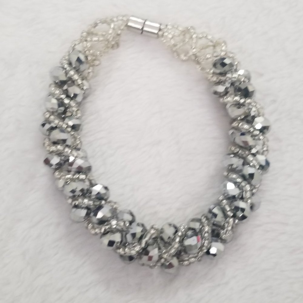 *5/35*  Gray Crystal Beaded Wedding Bracelet